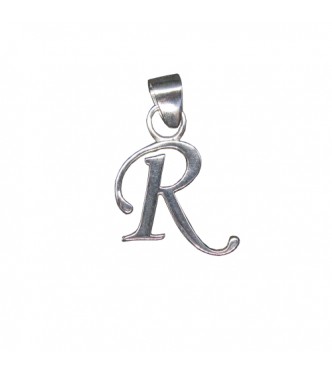 PE001466 Sterling Silver Pendant Charm Letter R Solid Genuine Hallmarked 925